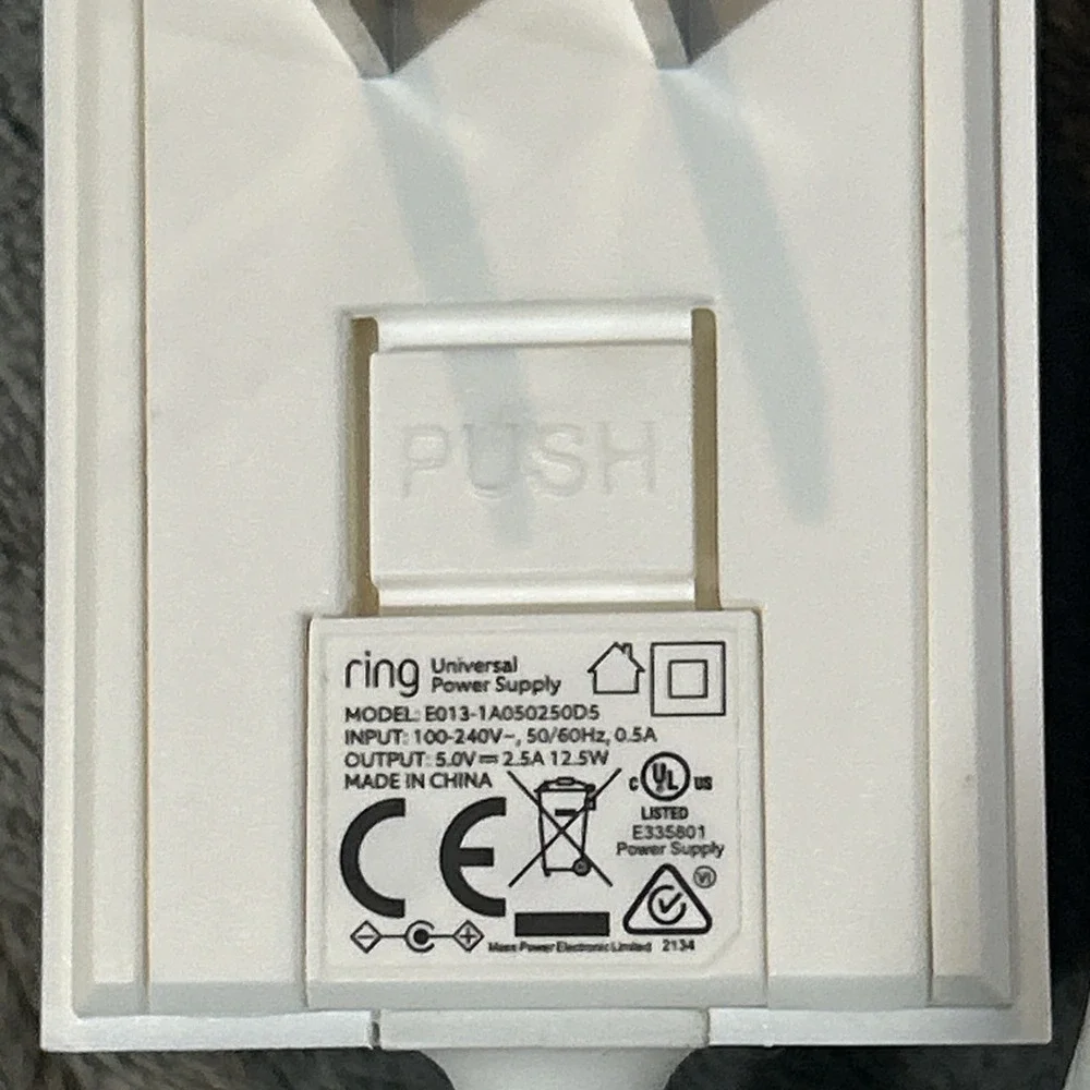 New Genuine Ring Indoor/Outdoor Stick Up Cam Power Adapter Barrel Plug‎ - White